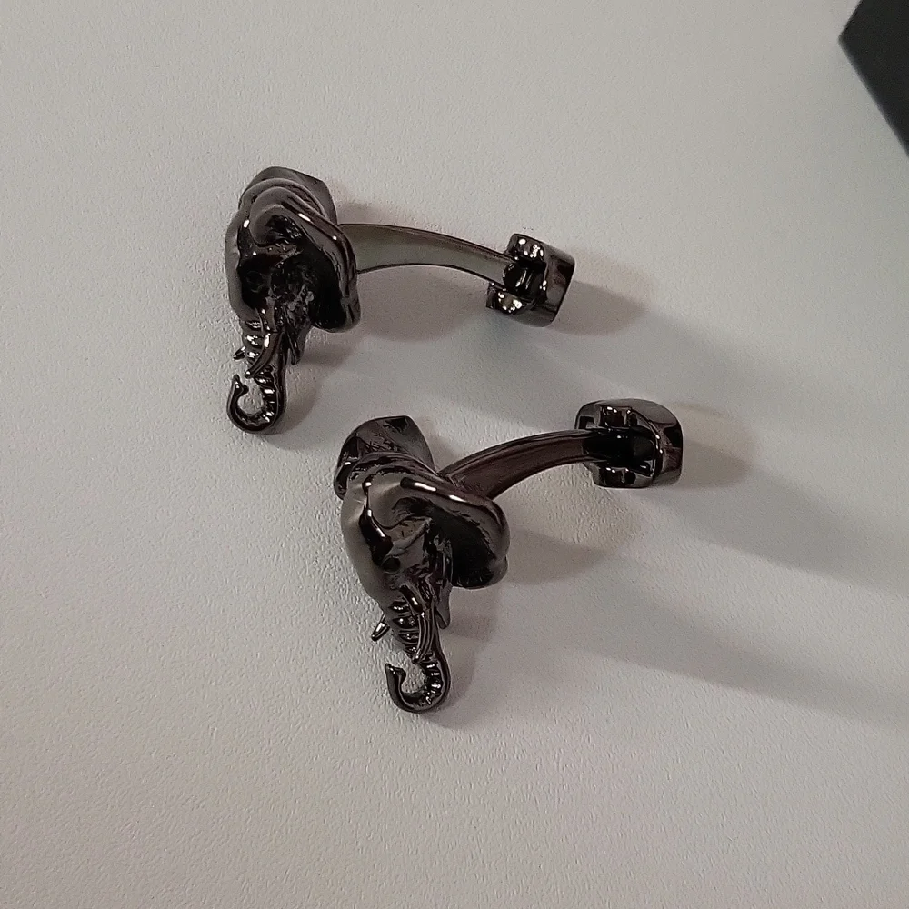 Caperci Men's Animal Elephant Head Shirt Cufflinks - Picture 4 of 8